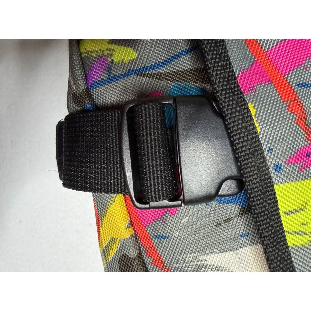 Y2K Paint Splatter Messenger Bag Grey Neon‎ Multi Color Crossbody Satchel Strap